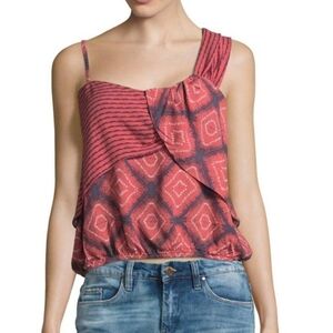 Free People Call On Me Print Top Red Size XS